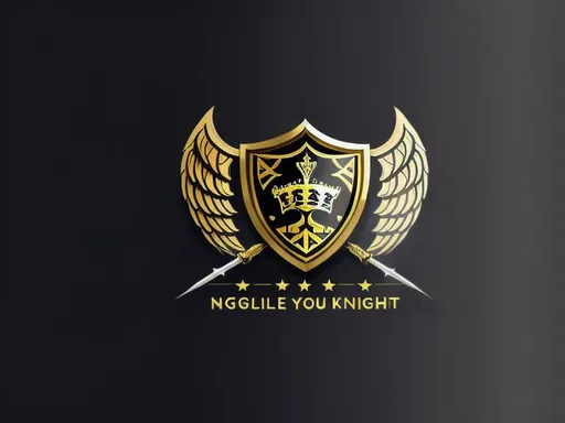 Prompt: I want you to put a gold and black image of late mid-evil knights shield only!  With angel wings expanded out showing its glory behind the shield. Now I need the letters HS in a brothels font givng it style and class from inside the center of the shield.
