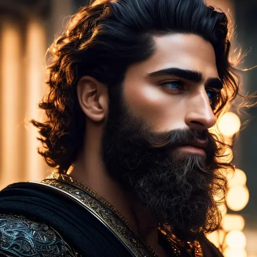 Prompt: (((UHD))), (((8k))), (((high quality))), ultra quality, cinematic lighting, hyperrealism, hyper-realistic, highly detailed face, highly detailed eyes, hair, warrior, fantasy, strong man, male, gorgeous male, intricately detailed portrait of a handsome character, full body, trimmed beard, young, blue beautiful eyes, blonde hair, prince, in very detailed gold and blue armor and crown