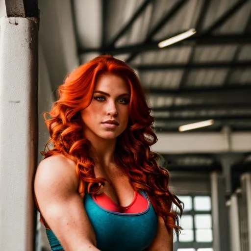 Prompt: red hair, freckles
woman, giant muscles, muscular woman
gym background
perfect face, perfect body, photorealistic, hyperrealistic, photograph, 22mm lens, 4k, soft lighting, 