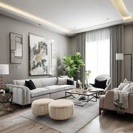 Hyperrealistic Minimalist Living Room in Classic Contemporary