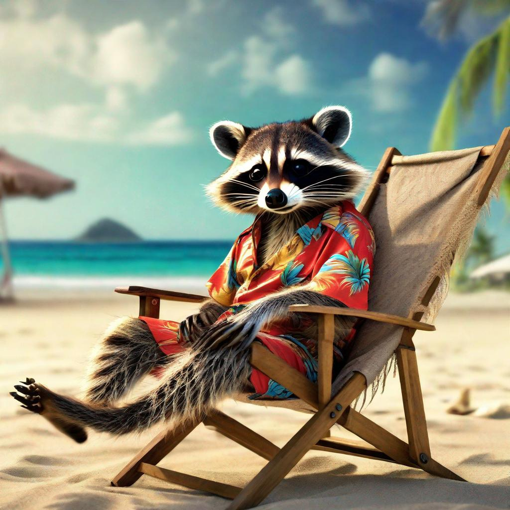 raw photogrpaph, raccoon humanoid, wearing hawaiian... OpenArt