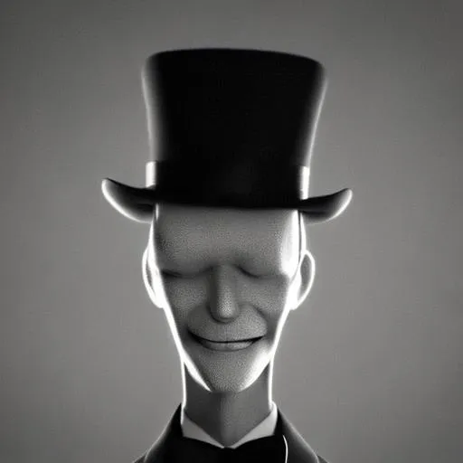 Prompt: A Tall Slender Man in a Black Suite, Top Hat, no face-Black, and White pencil.