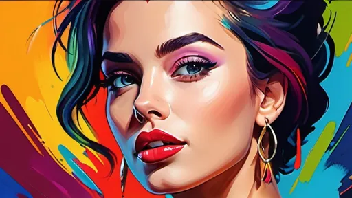 Prompt: Vibrant digital painting of a charismatic artist, lively brushstrokes, rich color palette, dynamic and energetic, professional pop art style, confident expression, eye-catching details, high quality, vibrant, professional pop art, dynamic brushstrokes, charismatic, colorful, energetic, confident, vibrant lighting