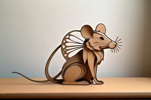 Prompt: mouse figurine made of cardboard,, cardboard toy, outline, silhouette theater, silhouette
