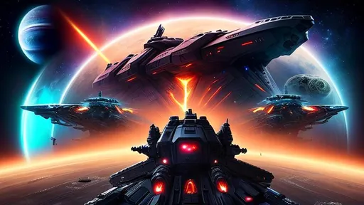 Prompt: Step into the heart of an epic interstellar battle, where the vastness of space becomes a theater for awe-inspiring clashes between two powerful factions. Picture a breathtaking scene filled with enormous spacefaring vessels engaged in a high-stakes conflict. Countless massive warships, sleek and formidable, traverse the cosmic expanse, their hulls adorned with sleek, futuristic designs. Brilliant laser beams streak through the darkness, illuminating the scene with vibrant hues of blue, red, and green as they collide in explosive displays of energy. The intense battle unfolds against a backdrop of swirling nebulas and distant galaxies, adding a touch of cosmic wonder. Each faction's ships showcase unique characteristics, from sleek and agile fighters to colossal behemoths bristling with weapon systems. The vastness of space magnifies the scale of the confrontation, instilling a sense of grandeur and epicness. Immerse yourself in this thrilling space skirmish, where the clash of technology and the pursuit of victory intertwine in a breathtaking display of power and might.