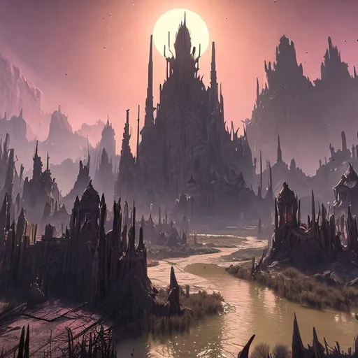 fantasy city within a dry swamp, on desert planet | OpenArt