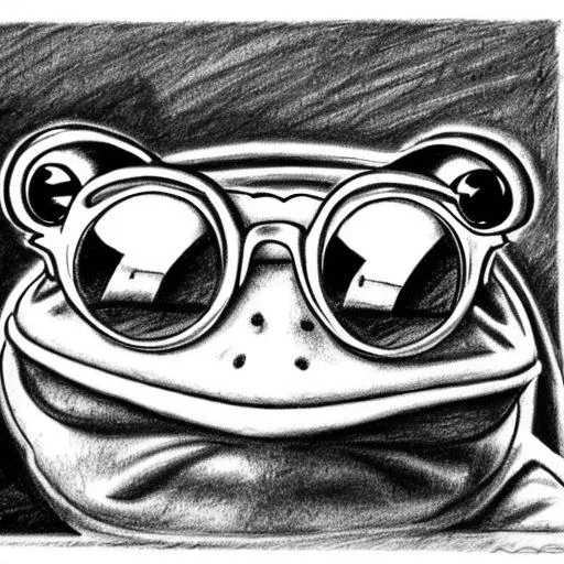 Pencil drawing of frog in sunglasses | OpenArt
