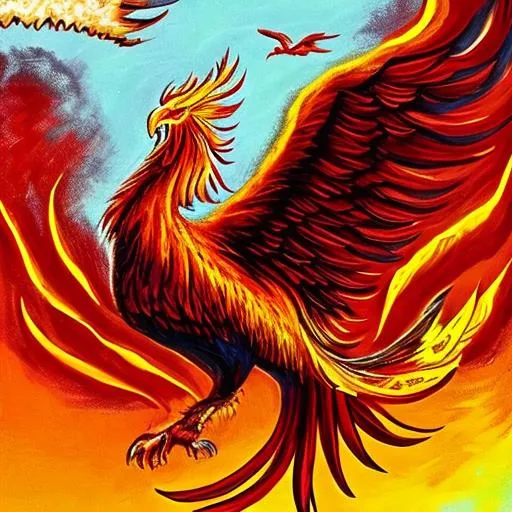 Prompt: Illustrate a majestic phoenix soaring high from the ashes, symbolizing resilience, rebirth, and the entrepreneurial spirit.
