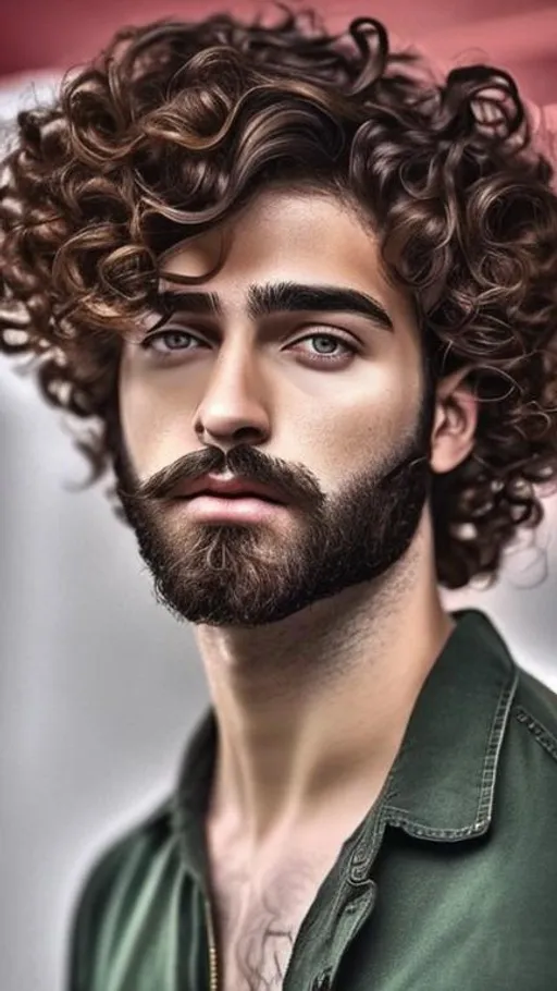 Short curly clearance hair with beard