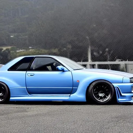 Prompt: A nissan skyline gtr r34 by fast and furious 