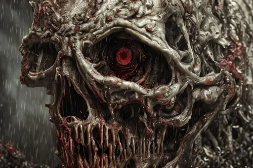 Prompt: HDR, professional, 8k, best version, masterpiece, Horrifying zombie standing in the rain Dark art, artstation, hyperdetailed intricately detailed , unreal engine, other wordly, intricate detail, dark colors, 8k, masterpiece, heavy strokes, doom eternal, standing