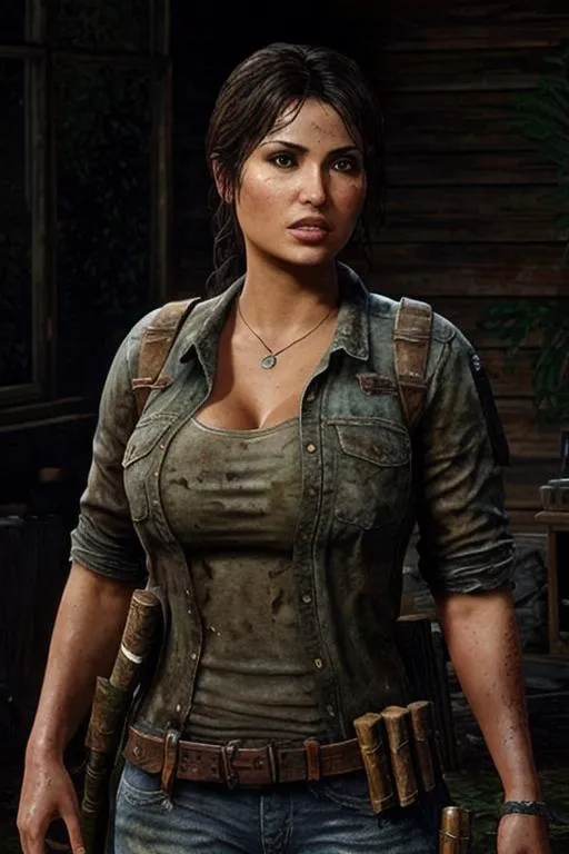 Prompt: beautiful young Denise Milani in the Last of us