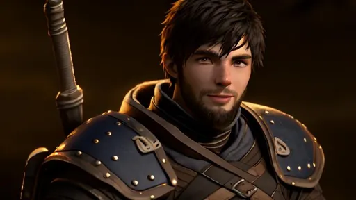 Prompt: Full character, kind of dorky, shy, Digital art, 22-year-old viking man, black hair. blue gear. medium-length black hair, subtle smile, short black stubble beard, hazel eyes, adventurer, blue sky background, unreal engine 8k octane, 3d lighting