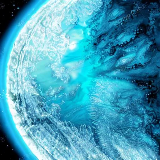 Prompt: Alien ice planet with ocean