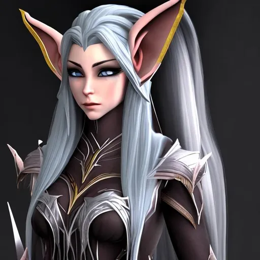 Prompt: High Elf Assassin with Silver Hair
