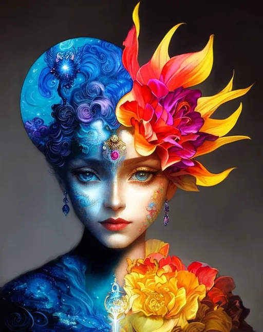 Prompt: Night and Day. Intricate details art by Josephine wall, taras loboda, Anna Dittmann, catrin Welz-Stein, van Gogh, tom Bagshaw. 