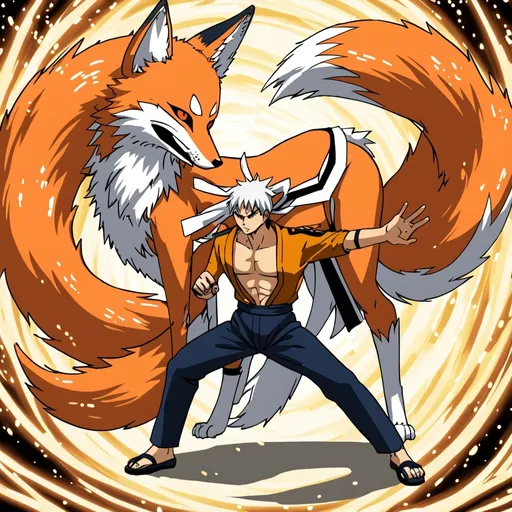 Prompt: nuruto vs nine tailed fox