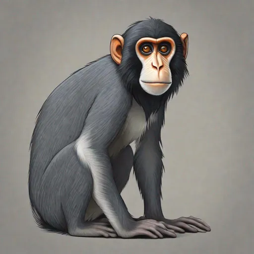 Prompt: De Brazza Monkey, grey flecked, Amphibole, masterpiece, best quality, in cartoon style
