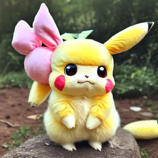 Prompt: a photo of a lolita pikachu in the wild