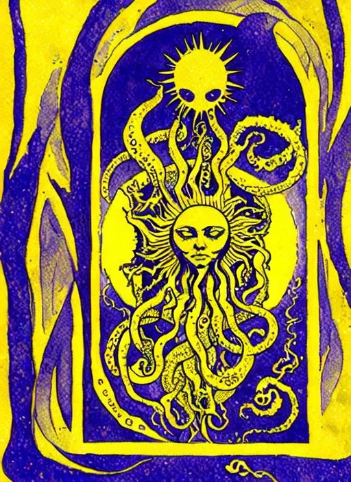 Prompt:  sun solar tarot eldritch tentacle 