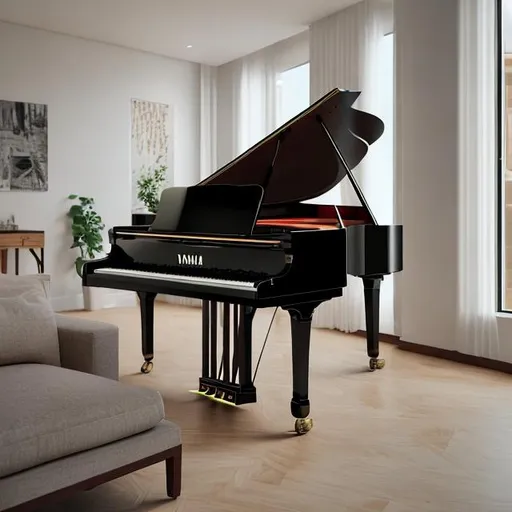 Prompt: Piano in the living room by the brand Yamaha