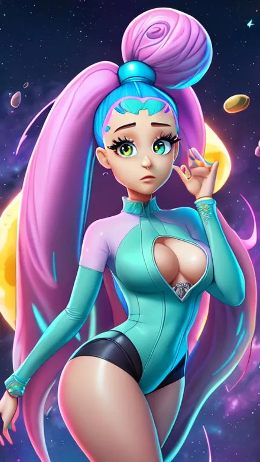 Prompt: (((masterpiece))), (((full body))), ((best quality)), hyper quality, ((HIGHEST RESOLUTION)), refined rendering, extremely detailed CG unity 8k wallpaper, highly detailed, (super fine image), highres, (ultra-detailed), detailed face, (((Ariana grande as a rick and morty character))), stunning art, best aesthetic, twitter artist, amazing, high resolution, fine fabric emphasis, UHD, 