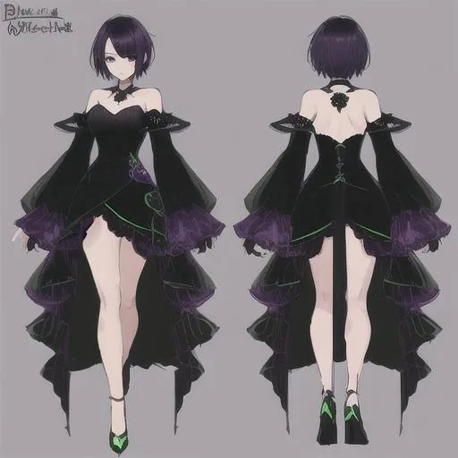 Anime waifu goth girl . Emphasize her graceful form,... | OpenArt