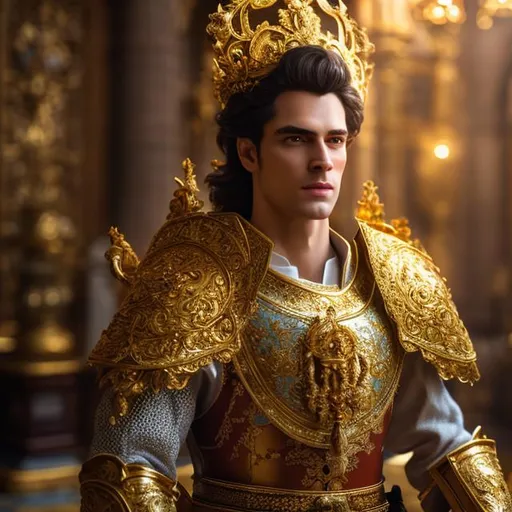 Prompt: beautiful photograph of most beautiful fictional, Minister, male, sword, goodnes, heavenly, royal, White and golden, extremely, detailed environment, detailed blur background, intricate, detailed skin, natural colors , High-resolution, professionally color graded, photorealism, 8k, moody lighting.