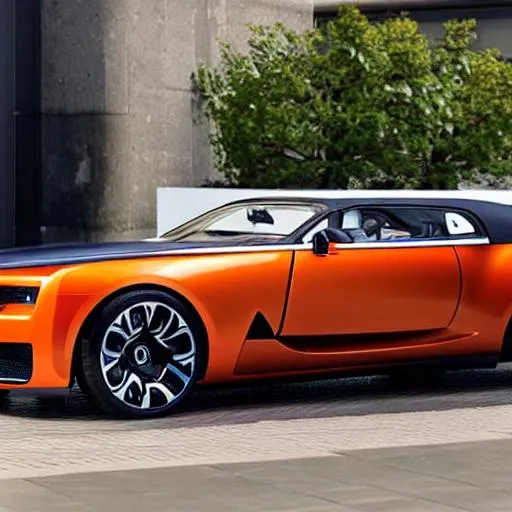 Prompt: an concept vechicle designed by Rolls-Royce and Bugatti