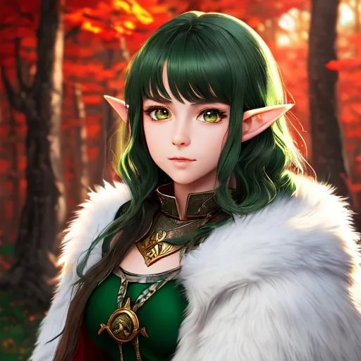 Prompt: "Full body, oil painting, fantasy, anime portrait of a young hobbit woman with short wavy dark green hair and hazel eyes, short elf ears | wearing intricate white and red plate armor, riding a dire wolf #3238, UHD, hd , 8k eyes, detailed face, big anime dreamy eyes, 8k eyes, intricate details, insanely detailed, masterpiece, cinematic lighting, 8k, complementary colors, golden ratio, octane render, volumetric lighting, unreal 5, artwork, concept art, cover, top model, light on hair colorful glamourous hyperdetailed medieval city background, intricate hyperdetailed breathtaking colorful glamorous scenic view landscape, ultra-fine details, hyper-focused, deep colors, dramatic lighting, ambient lighting god rays, flowers, garden | by sakimi chan, artgerm, wlop, pixiv, tumblr, instagram, deviantart