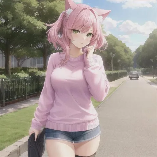 cat girl with pink hair - Playground