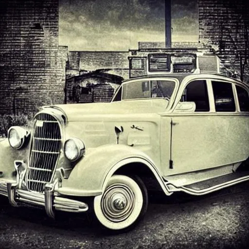Prompt: Create an image of a vintage car