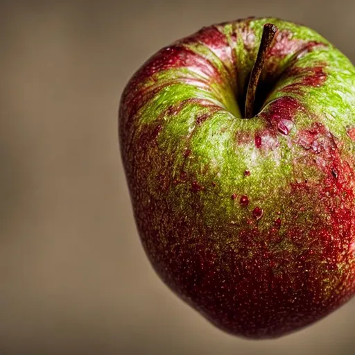 Prompt: Rotten apple, 4k, photo, creature, high detail.