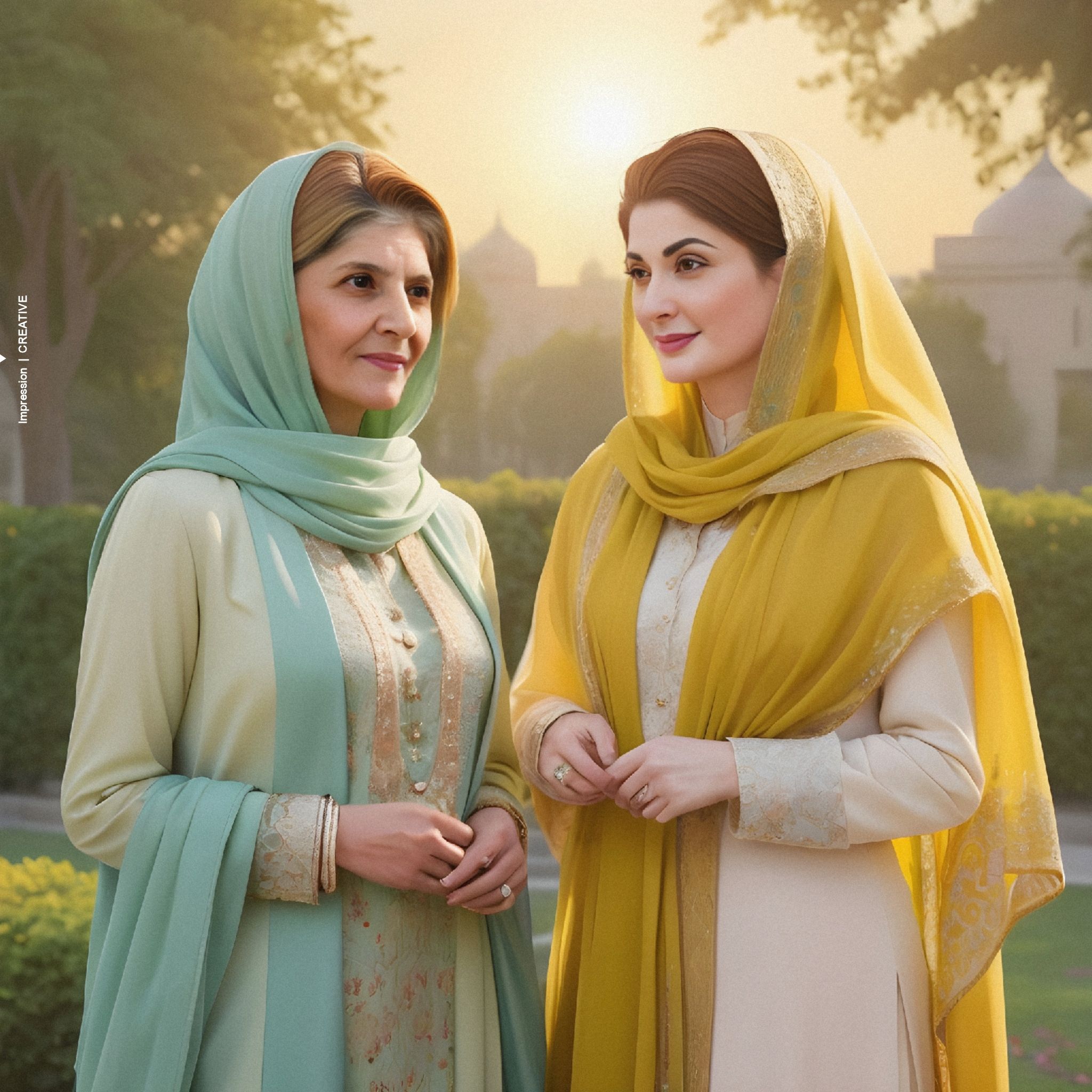 Prompt: Fatima Ali Jinnah & Maryam Nawaz created by Ai Generated 