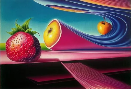 Prompt: surrealistic art, fruits, plants