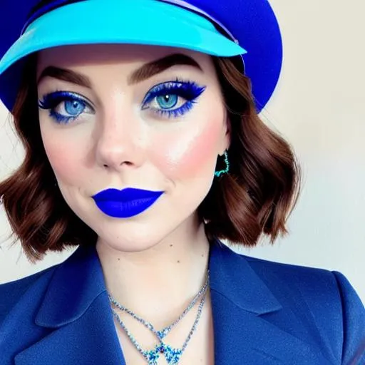 Prompt: Natalie Portman and Emma Stone in war room, blue lipstick, candy pleasant face, blue eyes, white eyeshadow, Sugar Hat, Decagon Earrings. Blue heart necklace, Rifles, Neutral color scheme, ultradetailed, 8k resolution, perfect, smooth, high quality, shiny. 