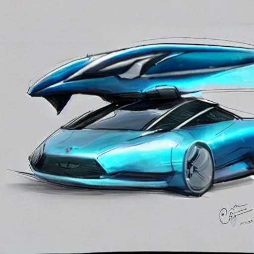Prompt: concept art of a futuristic dolphin car