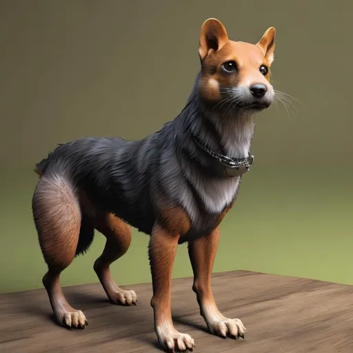 Prompt: a photo realistic full body image of a dog weasle