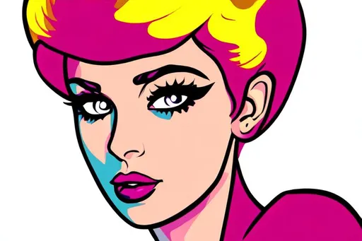 Prompt: Beautiful woman cartoon portrait pop art