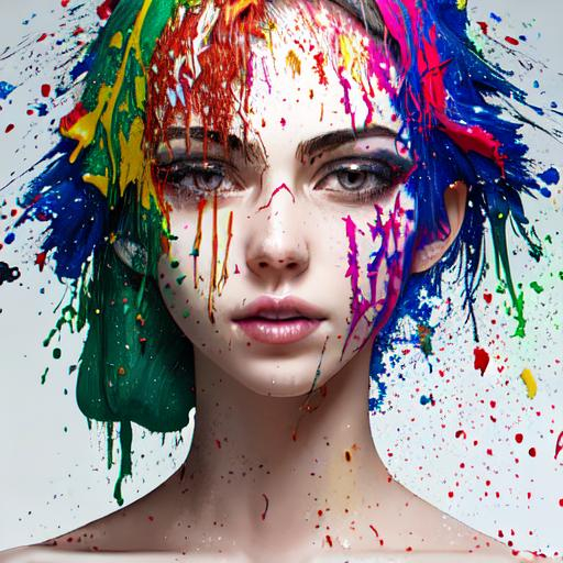 hair as dripping paint, facial closeup | OpenArt