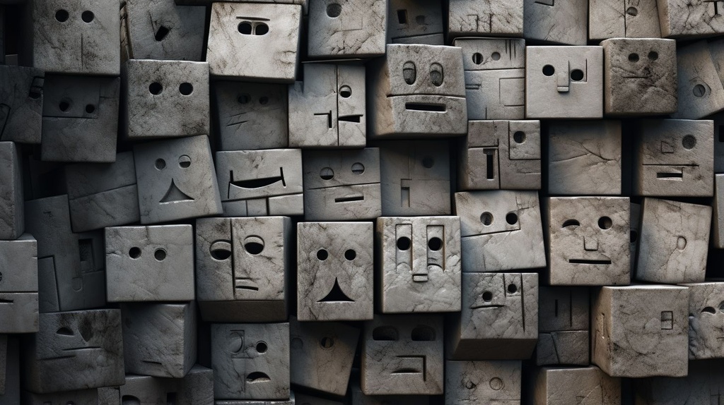 Prompt: wall of boxed emotions