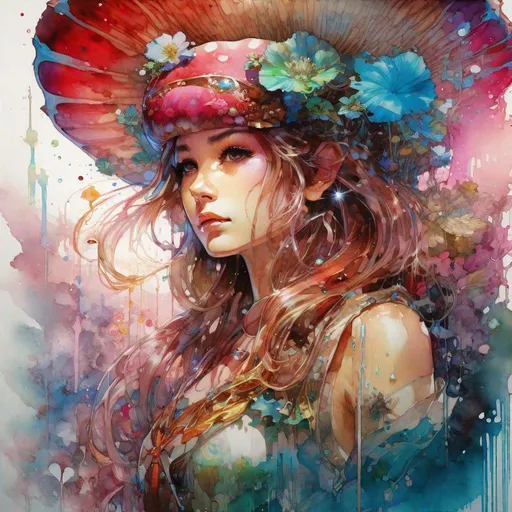 Prompt: ("Anime toadstool superhero;anime portrait by carne Griffiths, Krenz Cushart, WLOP and Akihiko Yoshida;r/art; a masterpiece; splash art by Disney; anime key visual""):0.5
("thin lines, Alphonse Mucha dynamic lighting hyperdetailed intricately detailed Splash art triadic hard colors, watercolour Portrait of female vampire covered in black flowers, roaring 20s aesthetic, Black and red, masterpiece hyperrealistic soft watercolour Portrait, thin Paintbrush floral, high Resolution, gold autumn Ornaments"):1