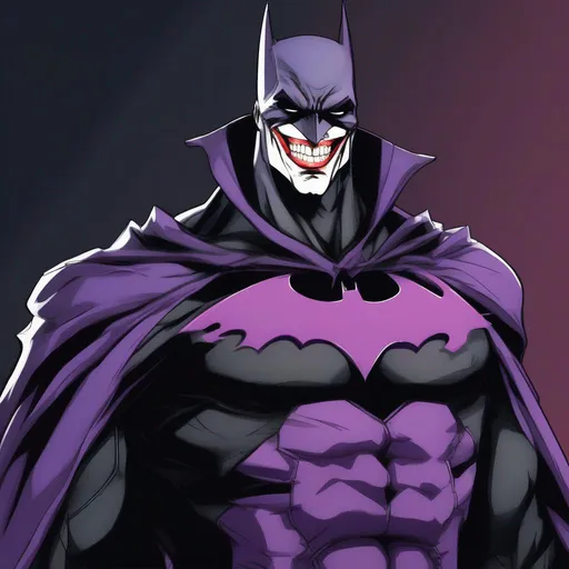 Prompt: Batman extreme wearing Joker anime artstyle