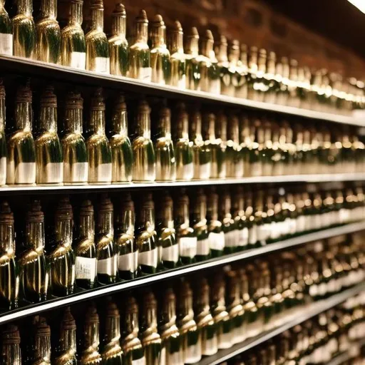 Prompt: wall of shiny bottles
