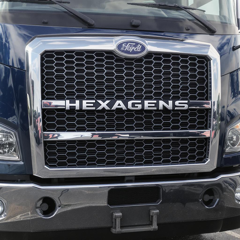 Truck radiator grill made with hexagens