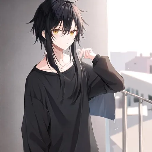 Anime boy, hoodie, profile view, sad expression, Anime, HD wallpaper