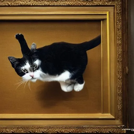 cat dancing in a art musium OpenArt