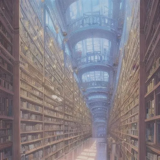 Prompt: a background of modern liabrary filled with books ,in anime style, masterpiece