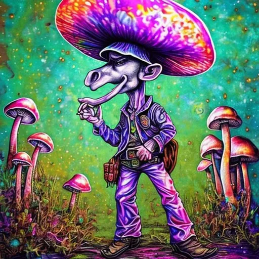 Prompt: psychadelic mushroom cowboy