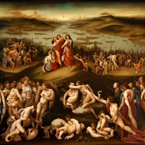 Prompt: kiss of death in the style of landscape renaissance painting